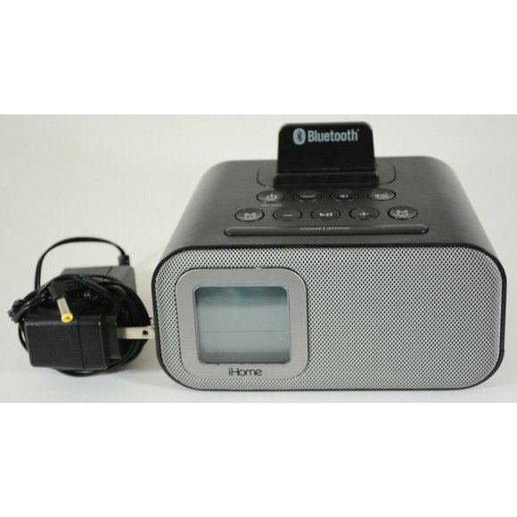 iHome iBT22 Wireless Dual Bluetooth Alarm Clock + USB Charging Dock Black - Picture 2 of 9
